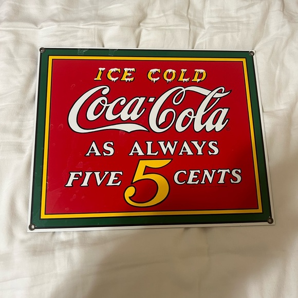 COCA-COLA HAND CRAFTED VINTAGE 1989 PORCELAIN REPRODUCTION SIGN